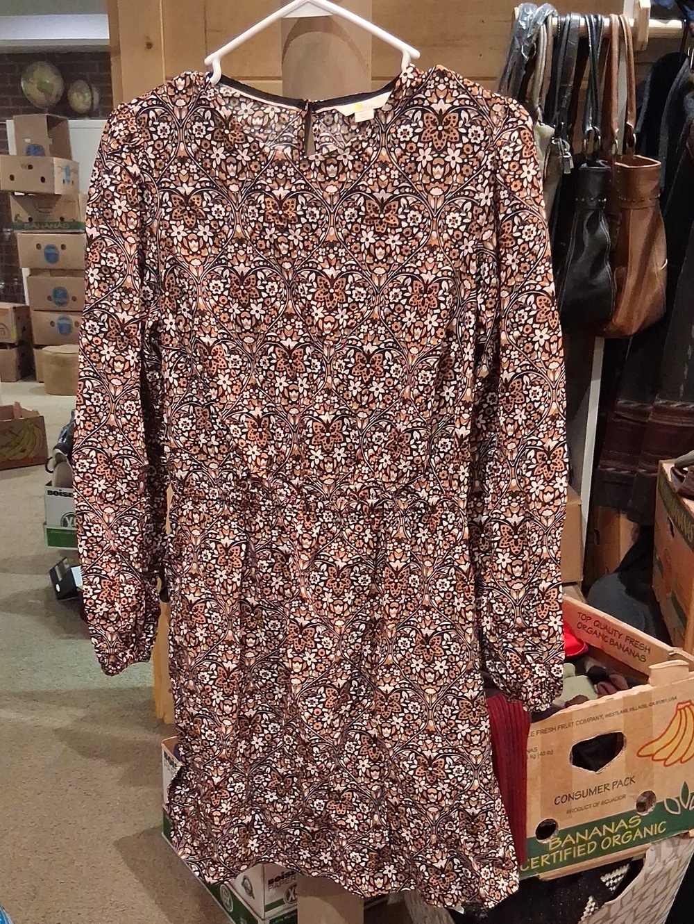 Boden Floral-Print Mini Dress in Black and Cream